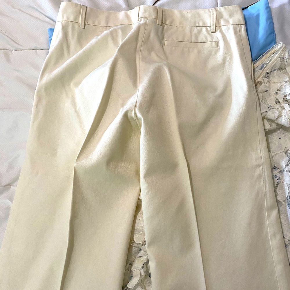 Gap Off White Flat Front Wide Leg Pants